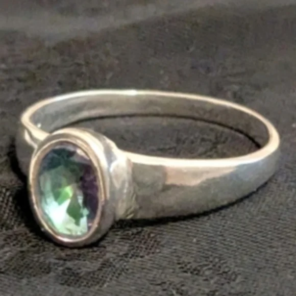 New Dazzling 925 Solid Sterling Silver Ring Mystic Topaz CZ Ring Size 7 - Picture 3 of 8